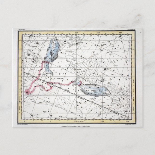 Postal Mapa de la placa de constelaciones XXII (Anverso)