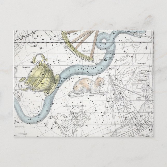 Postal Mapa de la placa de constelaciones XXVI (Anverso)