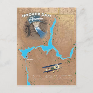 Postal Mapa de la presa Hoover Nevada