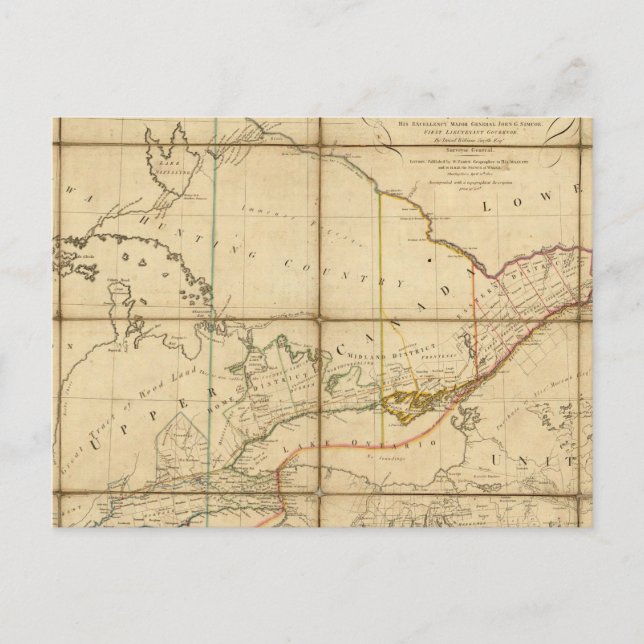 Postal Mapa de la provincia del Alto Canadá (Anverso)