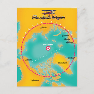 Postal Mapa de la región ártica polo norte
