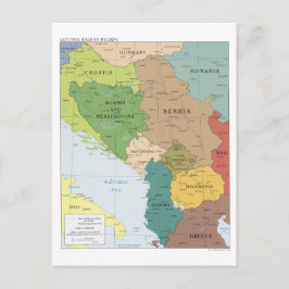 Postal Mapa de la región de los Balcanes Centrales