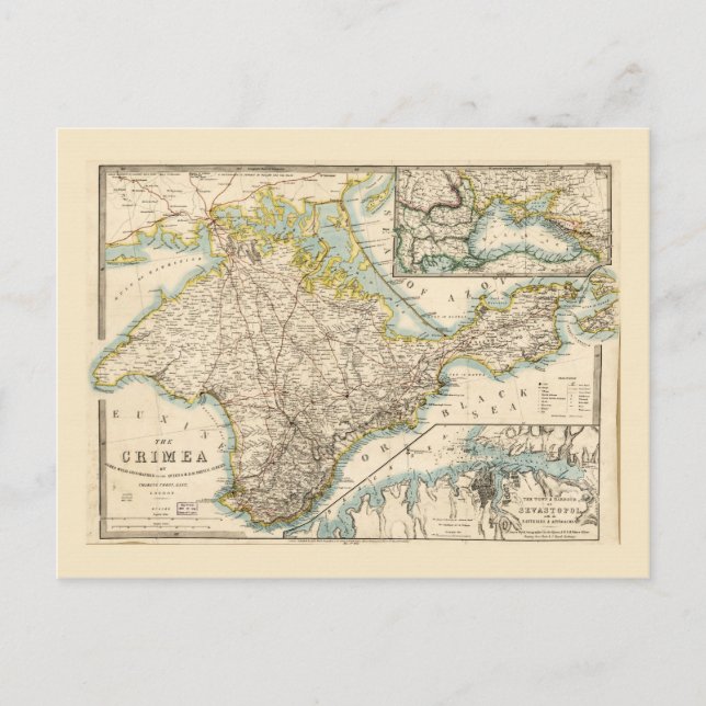 Postal Mapa de la región de Sebastopol de Crimea (Ucrania