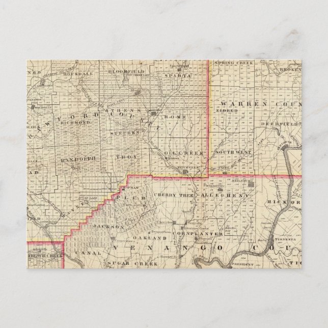 Postal Mapa de la región petrolera de Pensilvania (Anverso)