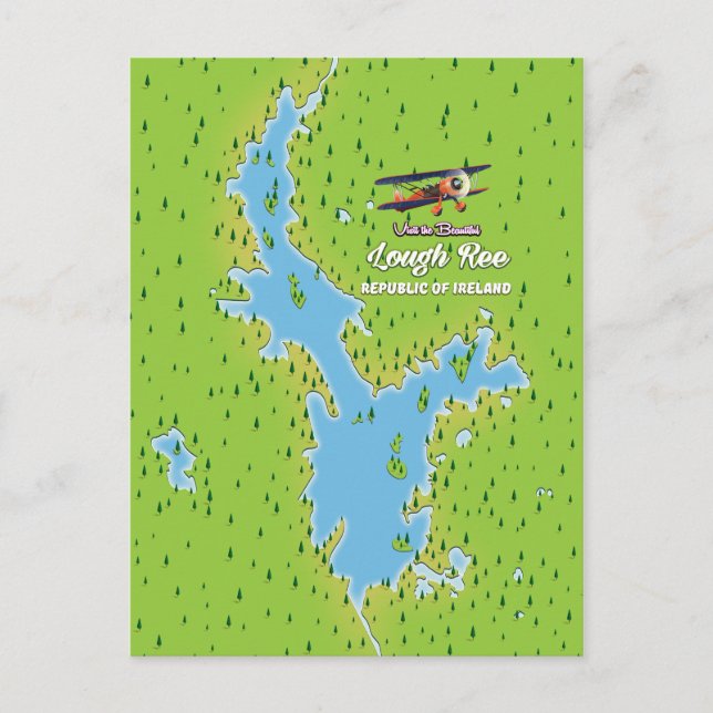 Postal Mapa de la República de Irlanda de Lough Ree, loug (Anverso)