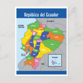 Postal Mapa de la República del Ecuador América del Sur