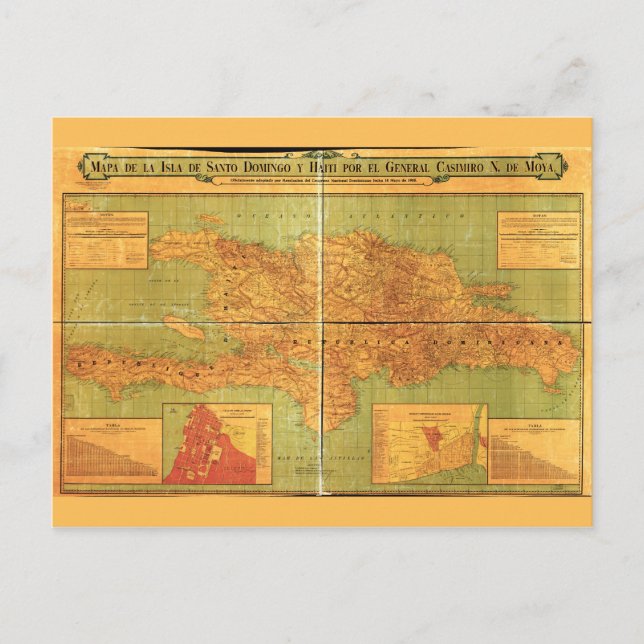 Postal Mapa de la República Dominicana y Haití (1906) (Anverso)