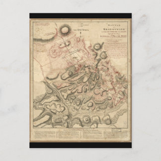 Postal Mapa de la Revolución Americana de Brandywine de 1