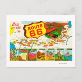 Postal Mapa de la Ruta 66 de Los Ángeles a Chicago