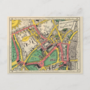 Postal Mapa de la Ruta de la Coronación, Londres, Inglate
