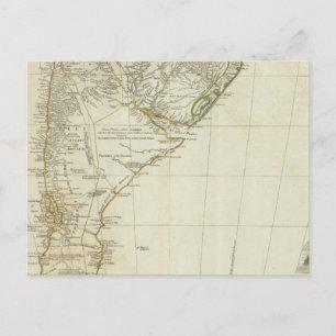 Postal Mapa de la sección sur de Sudamérica