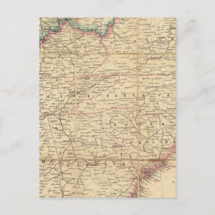 Postal Mapa de la sede de la guerra civil en Estados Unid