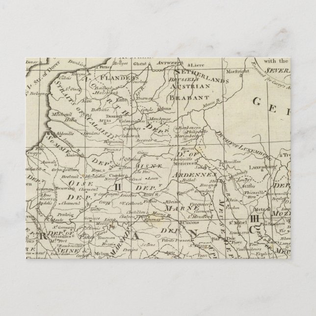 Postal Mapa de la sede de la guerra en Francia (Anverso)