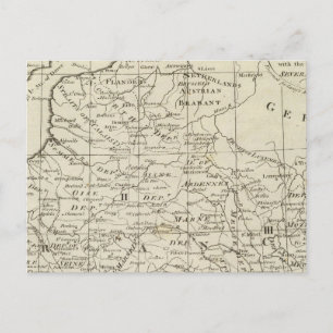 Postal Mapa de la sede de la guerra en Francia