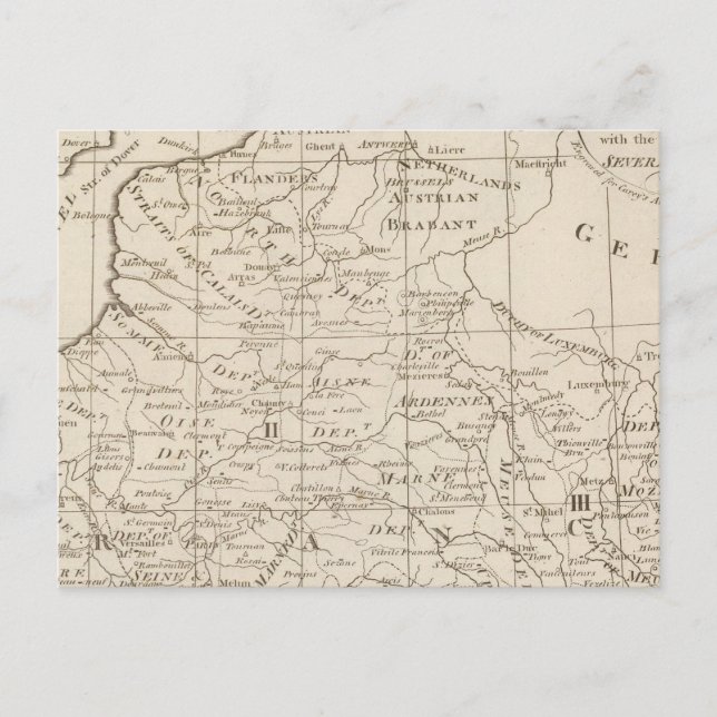 Postal Mapa de la sede de la guerra en Francia 2 (Anverso)