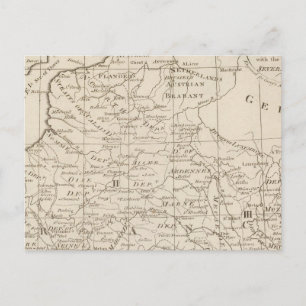 Postal Mapa de la sede de la guerra en Francia 2