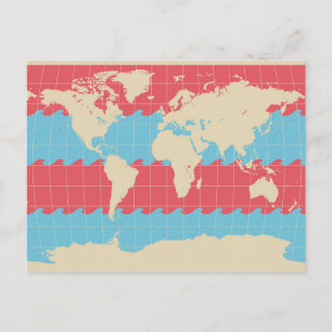 Postal Mapa de la Tierra colorido del viajero mundial