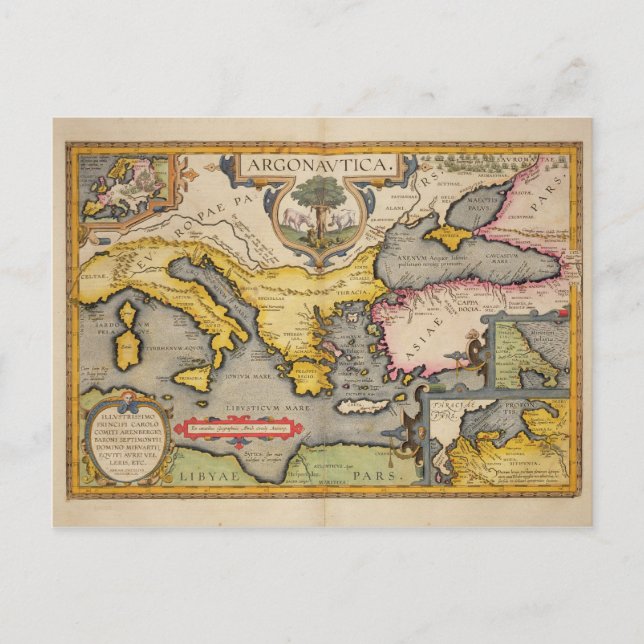 Postal Mapa de la travesía de los Argonautas (Anverso)