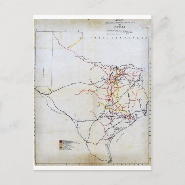 Postal Mapa de la unión ferroviaria de Bissell de Texas ( (Anverso)