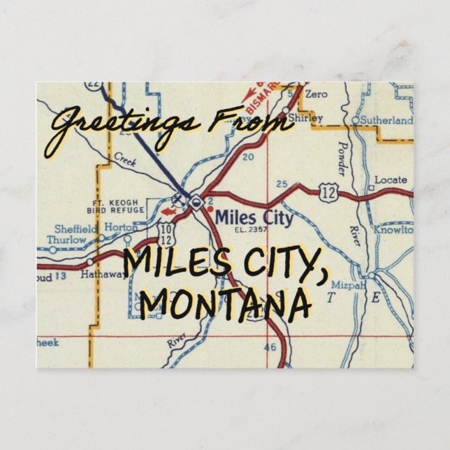 Postal Mapa de la vieja ciudad de Montana (Anverso)