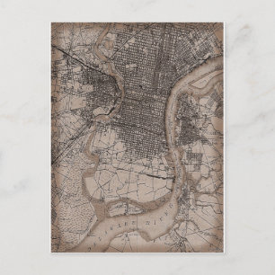 Postal Mapa de la Vieja Filadelfia de 1898
