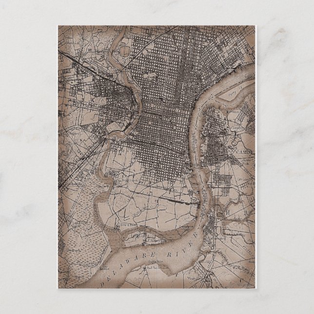 Postal Mapa de la Vieja Filadelfia de 1898 (Anverso)