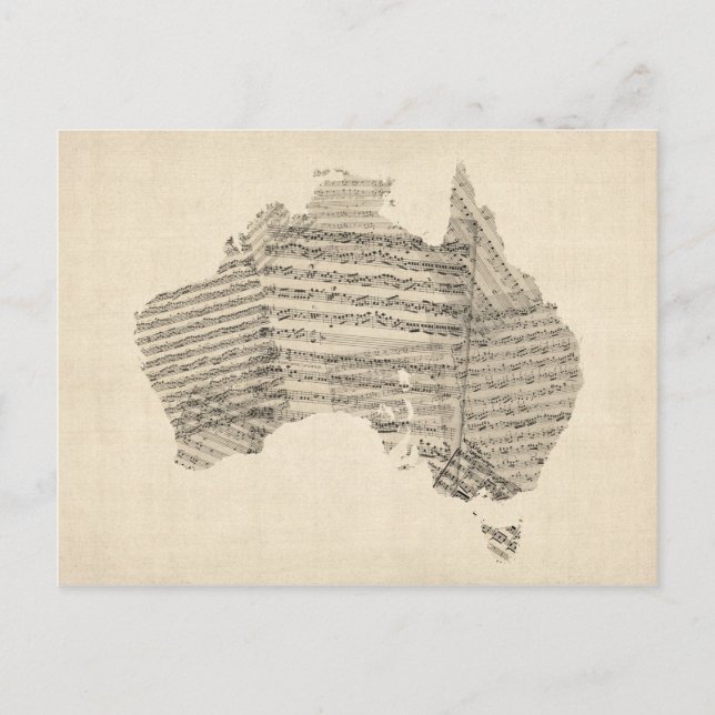 Postal Mapa de la vieja hoja del mapa de Australia (Anverso)