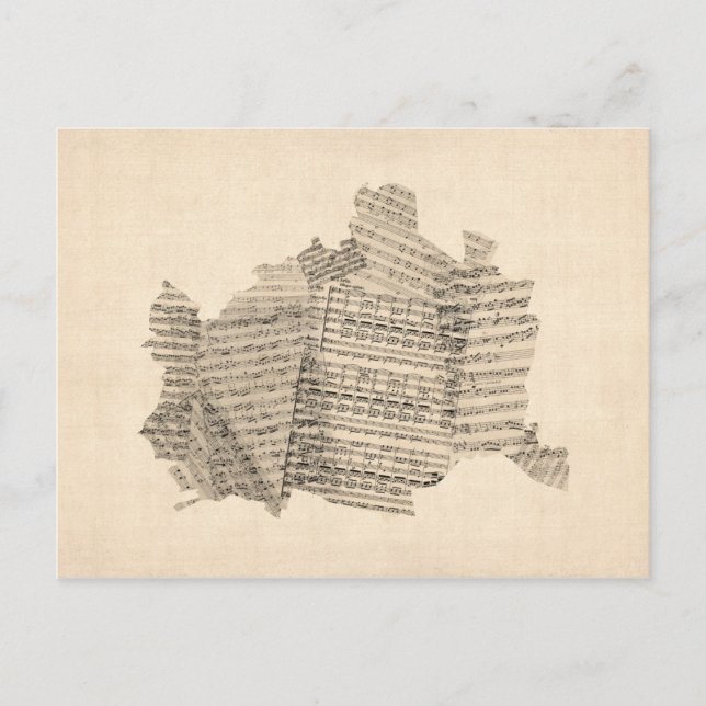 Postal Mapa de la vieja hoja del mapa de la Austria de Vi (Anverso)