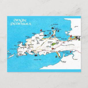 Postal Mapa de la vieja península de Dingle de Irlanda