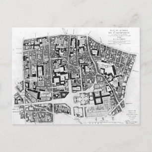 Postal Mapa de la zona de Sainte-Genevieve, París, 1756