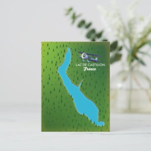 Postal Mapa de Lac de Castillon Francia