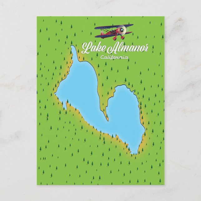 Postal Mapa de Lake Almanor California USA (Anverso)