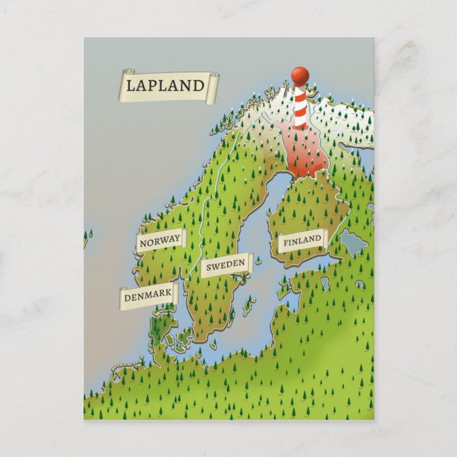 Postal Mapa de Laponia (Anverso)