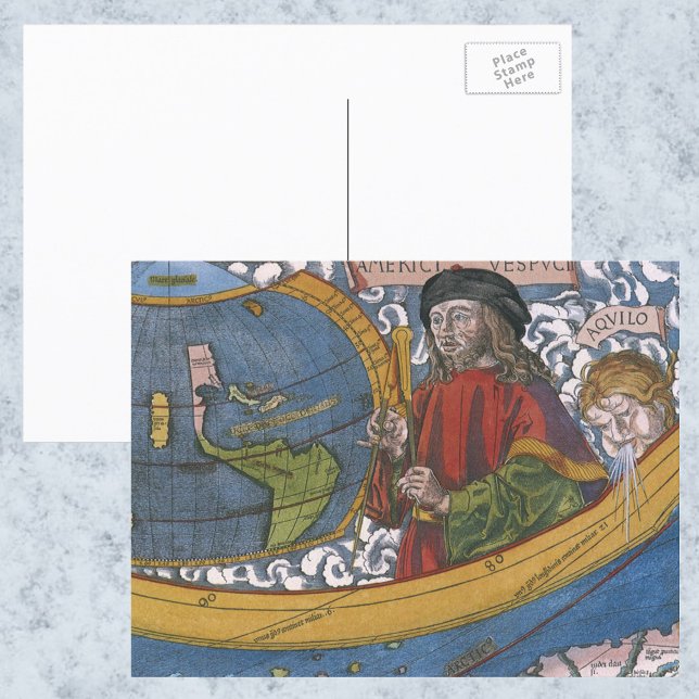 Postal Mapa de las Américas con el explorador Amerigo Ves (Subido por el creador)