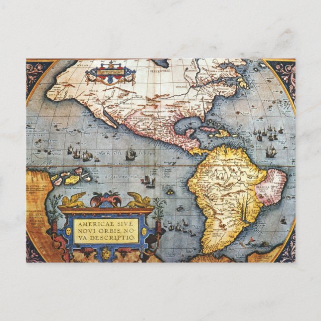 Postal Mapa de las Américas de 1587 (Anverso)