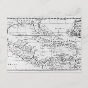 Postal Mapa de las Antillas
