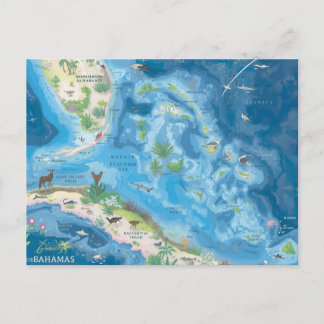 Postal Mapa de las Bahamas