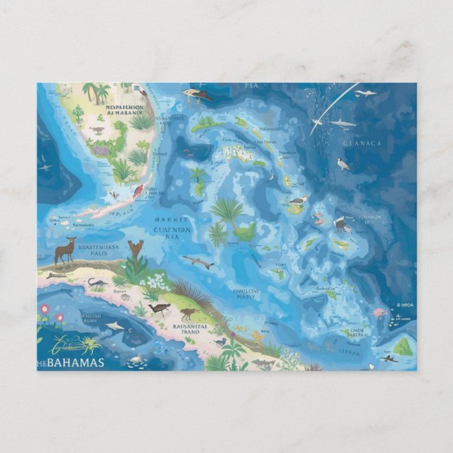 Postal Mapa de las Bahamas (Anverso)