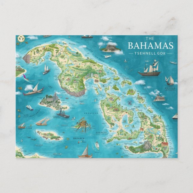 Postal Mapa de las Bahamas (Anverso)