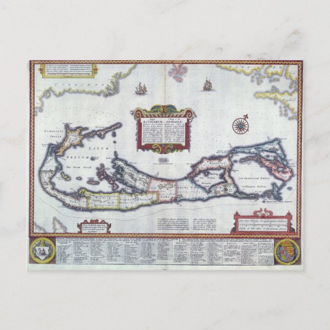 Postal Mapa de las Bermudas (Anverso)