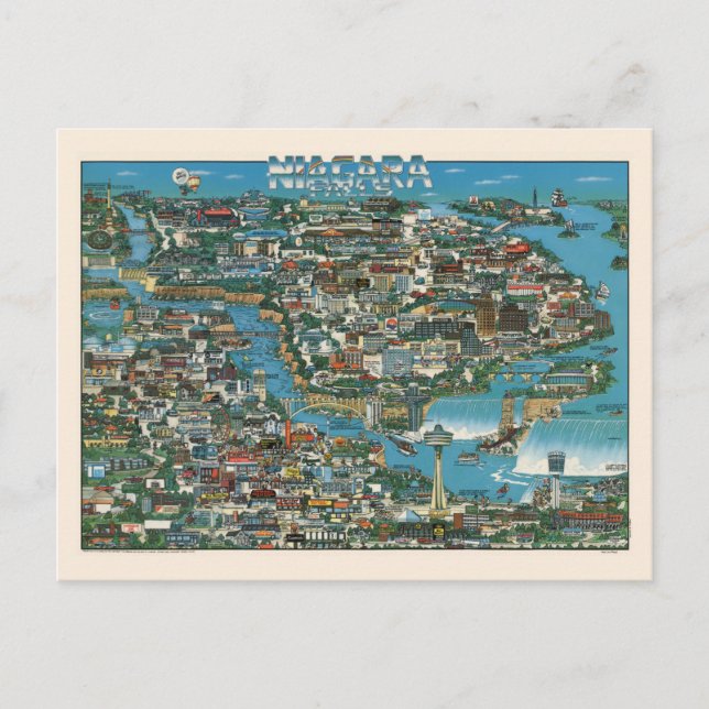 Postal Mapa de las Cataratas del Niágara (Anverso)