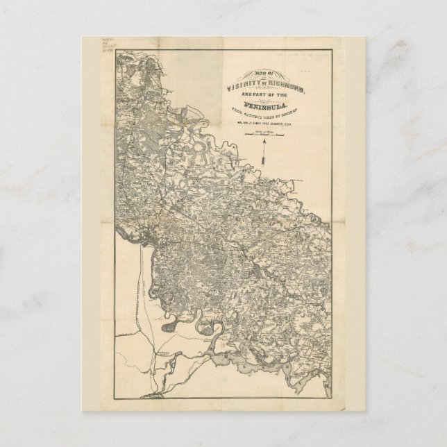Postal Mapa de las cercanías de Richmond Virginia (1864) (Anverso)