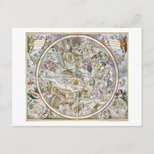 Postal Mapa de las constelaciones cristianas según lo