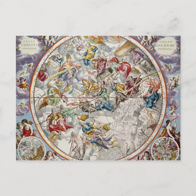 Postal Mapa de las constelaciones cristianas tal y como s (Anverso)