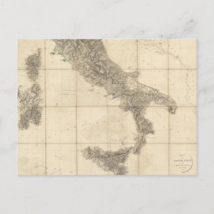 Postal Mapa de las costas del sur de Italia y adyacentes