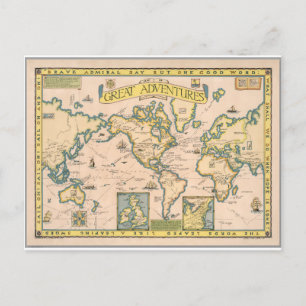 Postal Mapa de las grandes aventuras