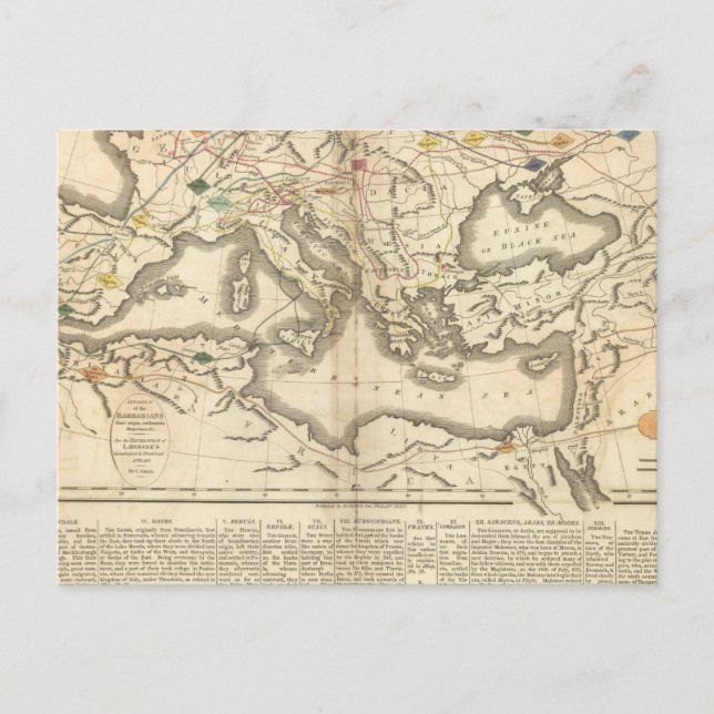 Postal Mapa de las incursiones de los bárbaros (Anverso)