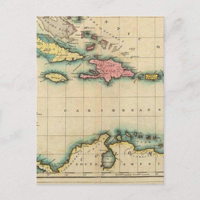 Postal Mapa De Las Indias Occidentales (Anverso)