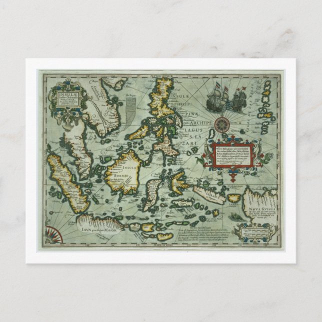 Postal Mapa de las Indias Orientales, pub. Amsterdam en 1 (Anverso)