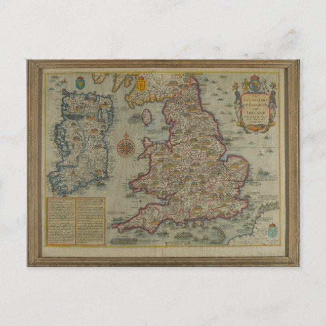 Postal Mapa de las invasiones de Inglaterra e Irlanda (Anverso)